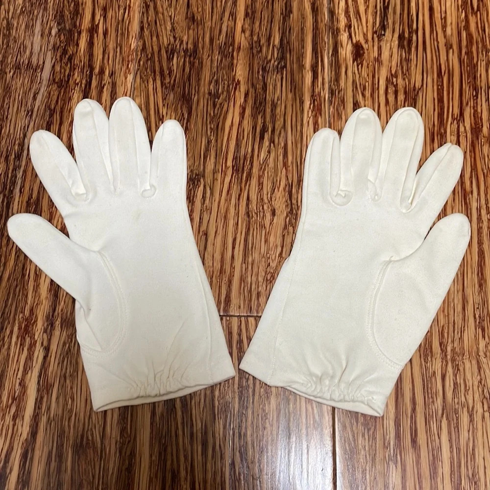 Vintage white short felt driving gloves one size